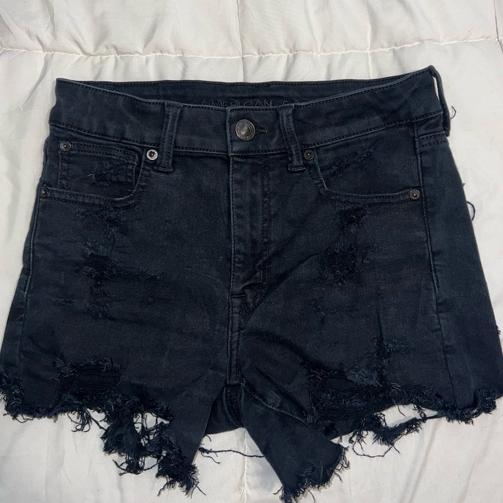 American eagle black high waisted stretchy shorts